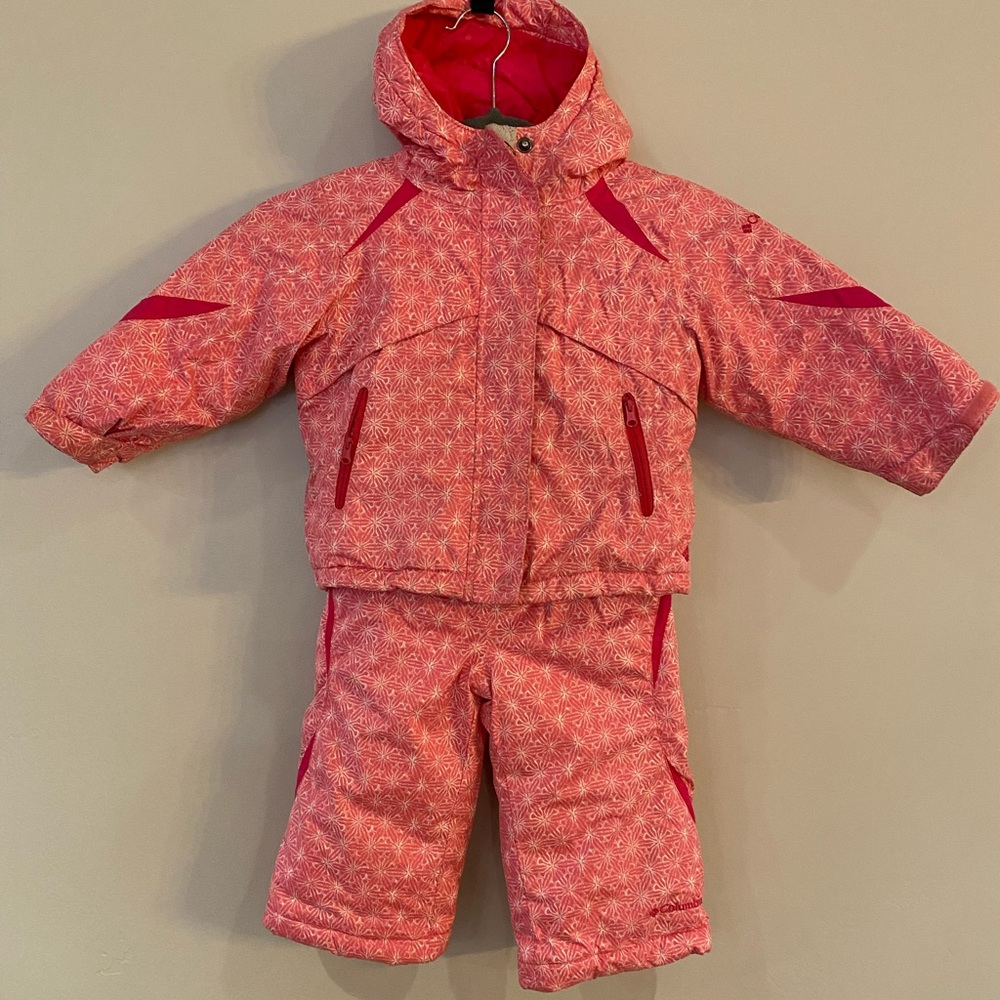 Pink Columbia 2 piece snow suit, size 2T